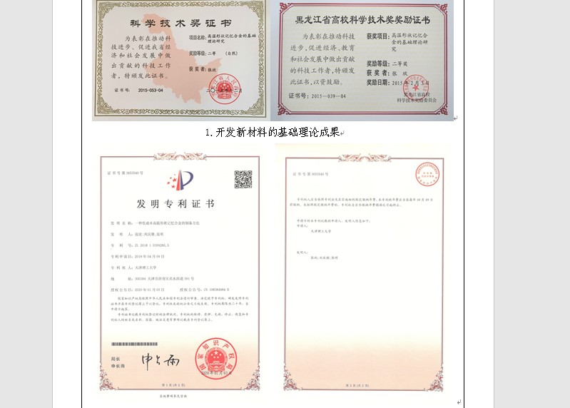 具有大应变恢复能力的高温形状记忆合金